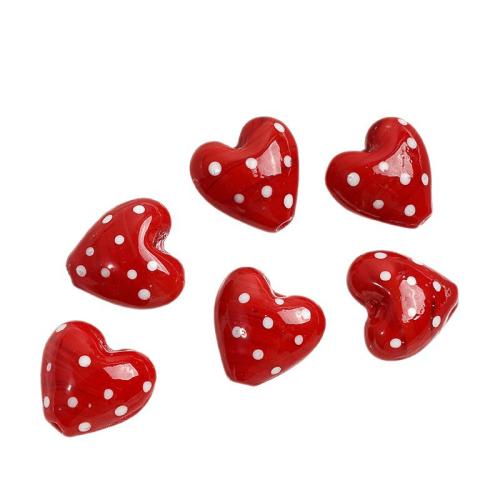 Fashion Glass Beads Heart DIY red Approx 2mm Sold By PC