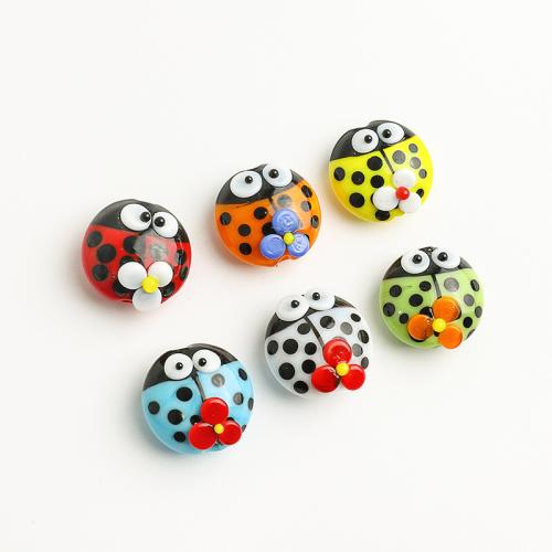 Perline in vetro alla moda, Coccinella, DIY, nessuno, 13x13mm, Foro:Appross. 2mm, Venduto da PC