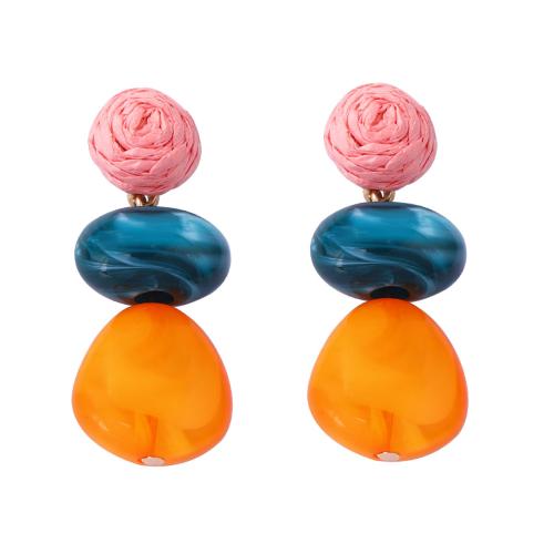 Earring Jewelry Plastic with Paper plated fashion jewelry & for woman multi-colored Sold By Pair