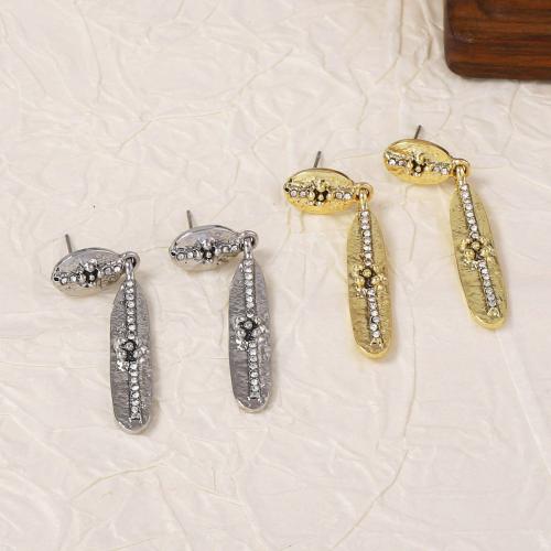 Cink Alloy Naušnice, pozlaćen, modni nakit & za žene & s Rhinestone, više boja za izbor, 6x45mm, Prodano By par