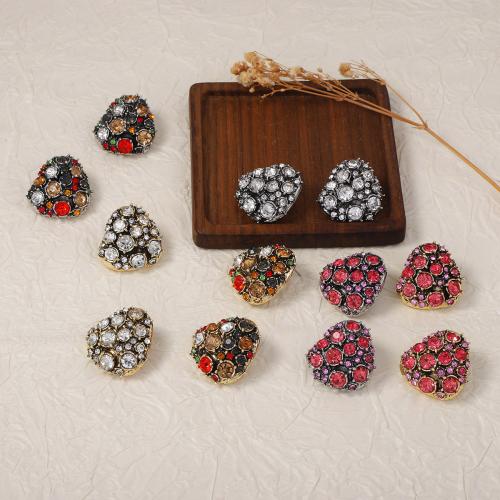 Zinklegering oorknoppen, Zinc Alloy, plated, mode sieraden & voor vrouw & met strass, meer kleuren voor de keuze, 26x26mm, Verkocht door pair