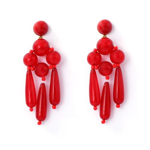 Earring Jewelry Plastic fashion jewelry & for woman red Sold By Pair