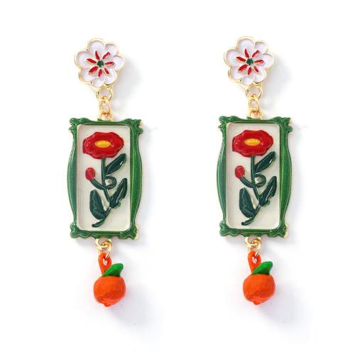 Zinc Alloy Drop Earrings plated fashion jewelry & for woman & enamel multi-colored Sold By Pair