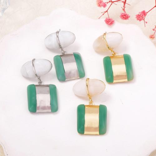 Zinc Alloy Drop Earrings with Resin plated fashion jewelry & for woman Sold By Pair