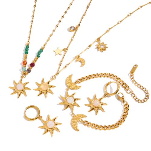 304 Stainless Steel Jewelry Set plated & for woman & with rhinestone Sold By PC