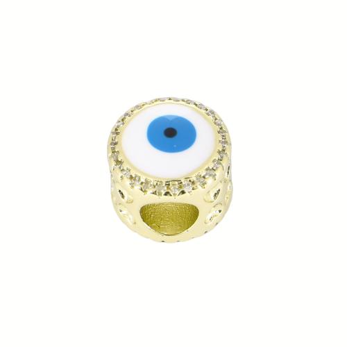 Mässing Spacer Pärlor, öga, guldfärg pläterade, DIY & micro bana cubic zirconia & emalj, 10x10x10mm, Säljs av PC