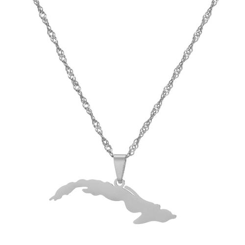 304 roestvrij staal Halsketting, Kaart, plated, folk stijl & voor vrouw, meer kleuren voor de keuze, Lengte Ca 50 cm, Verkocht door PC