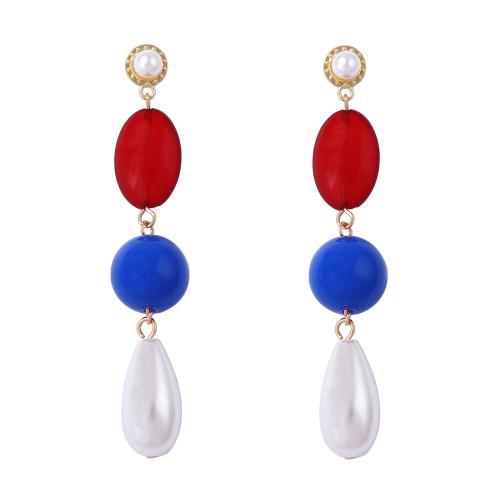 Orecchini in lega di zinco, lega in zinco, with plastica, placcato, gioielli di moda & per la donna, multi-colore, 14x81mm, Venduto da coppia