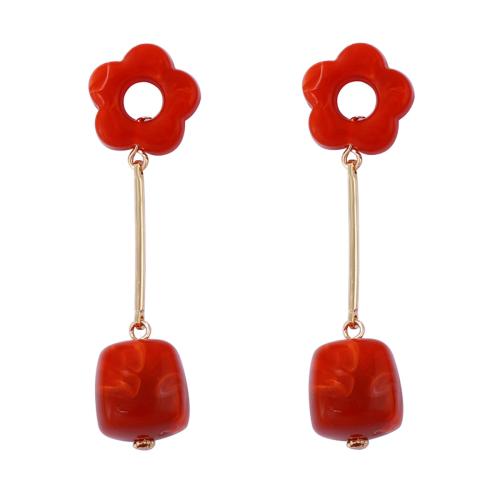 Orecchini in lega di zinco, resina, with lega in zinco, placcato, gioielli di moda & per la donna, arancione rossastro, 18x71mm, Venduto da coppia