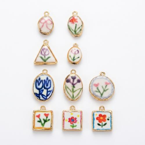 Porslin Smycken Pärlor, hand ritning, DIY & olika stilar för val, guld, Säljs av PC