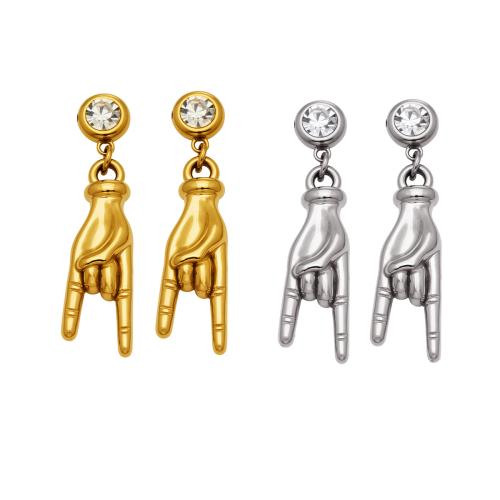 Rustfrit stål Drop ørering, Stainless Steel, forgyldt, mode smykker & for kvinde & med cubic zirconia, flere farver til valg, 9x34mm, Solgt af par