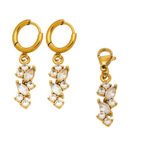 Cubic Zirconia Sada nerezových šperků, Nerez, á, módní šperky & různé styly pro výběr & pro ženy & se zirkony, více barev na výběr, Prodáno By Pair