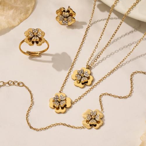 Cubic Zirconia Sada nerezových šperků, Nerez, á, módní šperky & různé styly pro výběr & pro ženy & se zirkony, více barev na výběr, Prodáno By nastavit