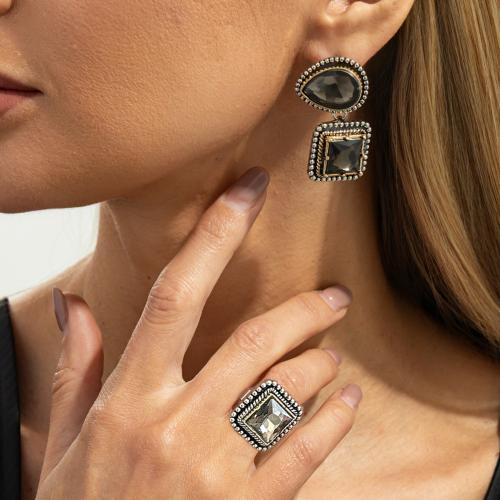 Set gioielli in lega di zinco, lega in zinco, with strass acrilici, placcato, gioielli di moda & stili diversi per la scelta & per la donna, nessuno, Venduto da set