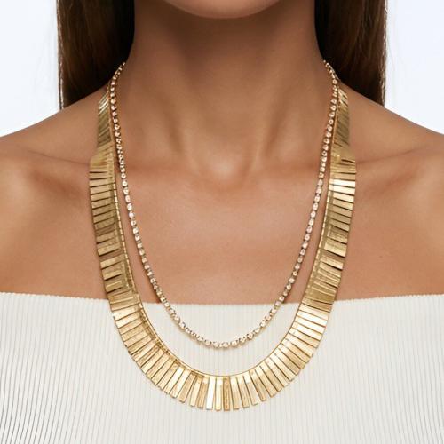 Zinklegering halskettingen, Zinc Alloy, plated, 2 stuks & mode sieraden & voor vrouw, meer kleuren voor de keuze, Verkocht door Stel