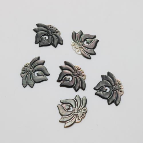 Natural Black Shell Hangers, Gesneden, DIY, 15x22mm, Verkocht door PC