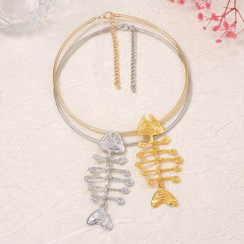 Cink Alloy nakit ogrlice, Riba Bone, pozlaćen, modni nakit & Zmija lanac & za žene, više boja za izbor, 41x89mm, Prodano Per Približno 14.5 inčni Strand
