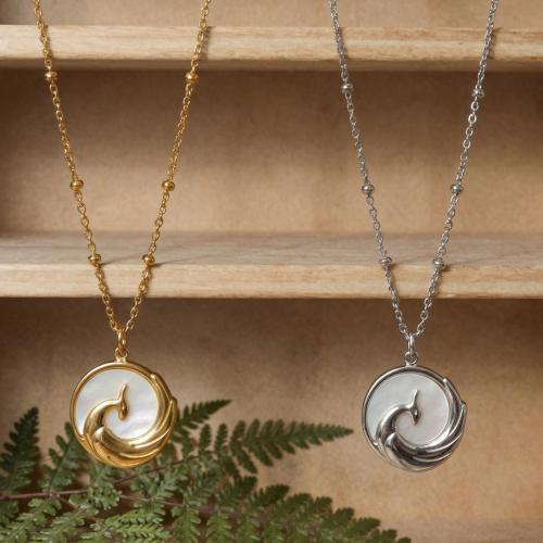 Stainless Steel smycken halsband, 304 rostfritt stål, med White Shell, med 1.9inch extender kedja, plated, mode smycken & justerbar & oval kedja & för kvinna, fler färger för val, 16.40mm, Såld Per Ca 15.7 inch Strand
