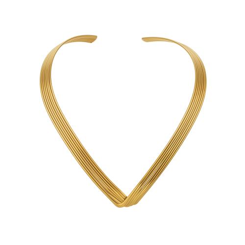 Collar de Cuello, acero inoxidable, chapado en color dorado, Joyería & para mujer, 10mm, Vendido por Sarta