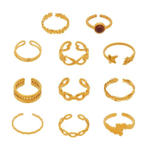 Rustfrit stål fingre Ringe, Stainless Steel, forgyldt, mode smykker & forskellige stilarter for valg & for kvinde, flere farver til valg, Solgt af PC