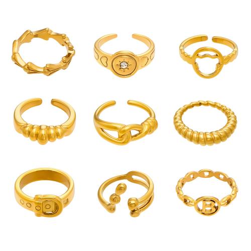 Rustfrit stål fingre Ringe, Stainless Steel, forgyldt, mode smykker & forskellige stilarter for valg & for kvinde, flere farver til valg, Solgt af PC
