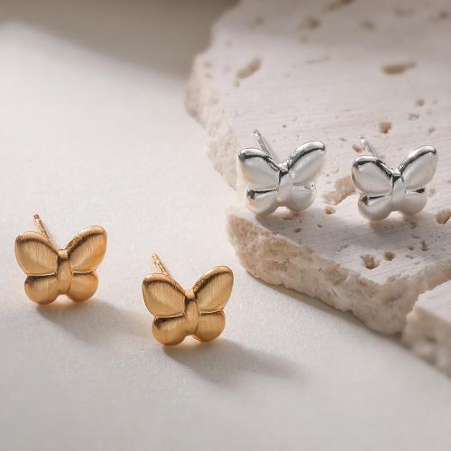Latão Brinco, cobre, Borboleta, banhado, joias de moda & para mulher, Mais cores pare escolha, níquel, chumbo e cádmio livre, 10x9mm, vendido por par