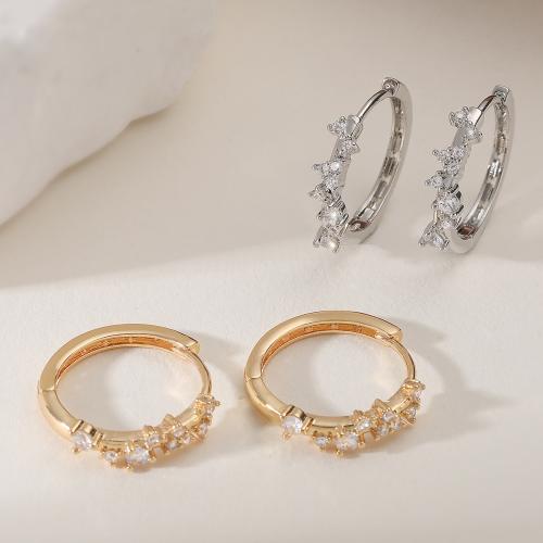 Terningformet Zirkon Micro Pave Messing Øreringe, forgyldt, mode smykker & for kvinde & med cubic zirconia, flere farver til valg, nikkel, bly & cadmium fri, 21x18mm, Solgt af par