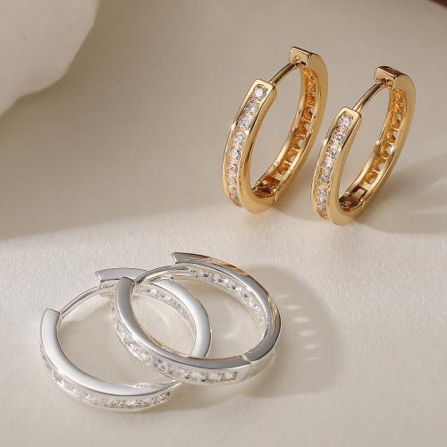 Terningformet Zirkon Micro Pave Messing Øreringe, forgyldt, mode smykker & Micro Pave cubic zirconia & for kvinde, flere farver til valg, nikkel, bly & cadmium fri, 19x21mm, Solgt af par