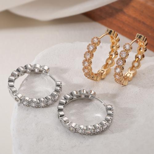 Terningformet Zirkon Micro Pave Messing Øreringe, forgyldt, mode smykker & Micro Pave cubic zirconia & for kvinde, flere farver til valg, nikkel, bly & cadmium fri, 24x22mm, Solgt af par