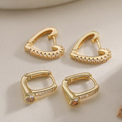 Kubni cirkonij Micro Pave Brass naušnica, Mesing, pozlaćen, modni nakit & različitih stilova za izbor & micro utrti kubni cirkonij & za žene, više boja za izbor, nikal, olovo i kadmij besplatno, Prodano By par