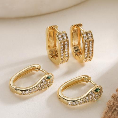 Kubni cirkonij Micro Pave Brass naušnica, Mesing, pozlaćen, modni nakit & različitih stilova za izbor & micro utrti kubni cirkonij & za žene, više boja za izbor, nikal, olovo i kadmij besplatno, Prodano By par