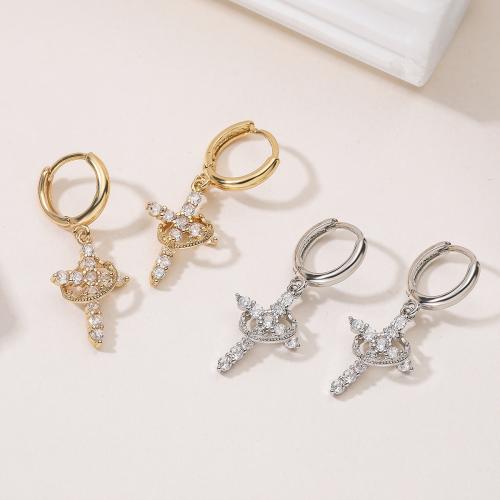 Kubni cirkonij Micro Pave Brass naušnica, Mesing, pozlaćen, modni nakit & micro utrti kubni cirkonij & za žene, više boja za izbor, nikal, olovo i kadmij besplatno, 13x29mm, Prodano By par