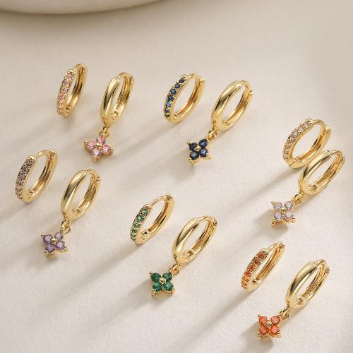 Kubni cirkonij Micro Pave Brass naušnica, Mesing, pozlaćen, modni nakit & micro utrti kubni cirkonij & za žene, više boja za izbor, nikal, olovo i kadmij besplatno, Prodano By par