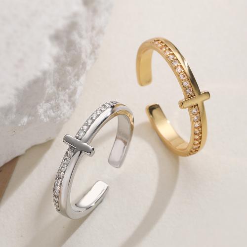 キュービックジルコンマイクロパヴェブラスリング, 銅, メッキ, ファッションジュエリー & 調節の可能性がある & マイクロパヴェジルコニア & 女性用, 無色, ニッケル、鉛、カドミウムフリー, 売り手 パソコン