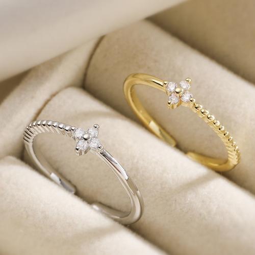 キュービックジルコンマイクロパヴェブラスリング, 銅, メッキ, ファッションジュエリー & 調節の可能性がある & マイクロパヴェジルコニア & 女性用, 無色, ニッケル、鉛、カドミウムフリー, 売り手 パソコン