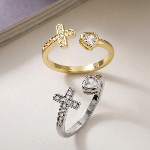 キュービックジルコンマイクロパヴェブラスリング, 銅, メッキ, ファッションジュエリー & 調節の可能性がある & マイクロパヴェジルコニア & 女性用, 無色, ニッケル、鉛、カドミウムフリー, 売り手 パソコン