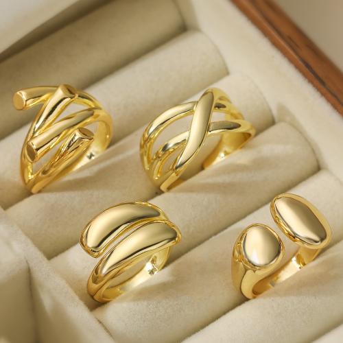 Prsten mjedenog prsta, Mesing, pozlaćen, modni nakit & prilagodljiv & različitih stilova za izbor & za žene, više boja za izbor, nikal, olovo i kadmij besplatno, Prodano By PC