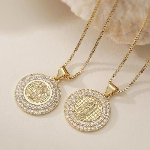 Cubic Cirkon Micro Pave Brass Ogrlica, Mesing, pozlaćen, modni nakit & prilagodljiv & micro utrti kubni cirkonij & za žene, više boja za izbor, nikal, olovo i kadmij besplatno, 18x24mm, Prodano Per Približno 45 cm Strand