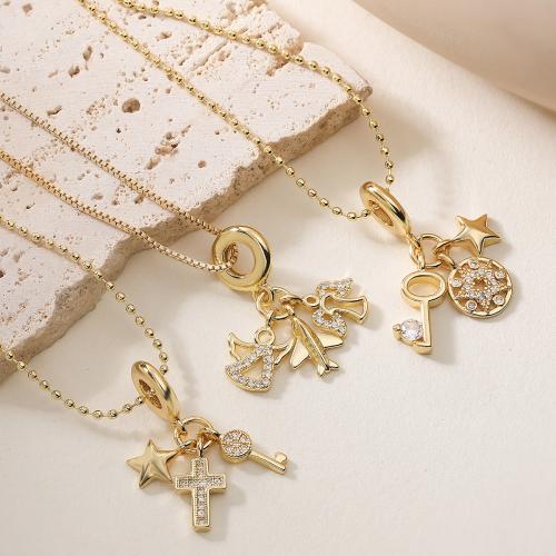 Cubic Cirkon Micro Pave Brass Ogrlica, Mesing, pozlaćen, modni nakit & prilagodljiv & različitih stilova za izbor & micro utrti kubni cirkonij & za žene, više boja za izbor, nikal, olovo i kadmij besplatno, Prodano Per Približno 45 cm Strand