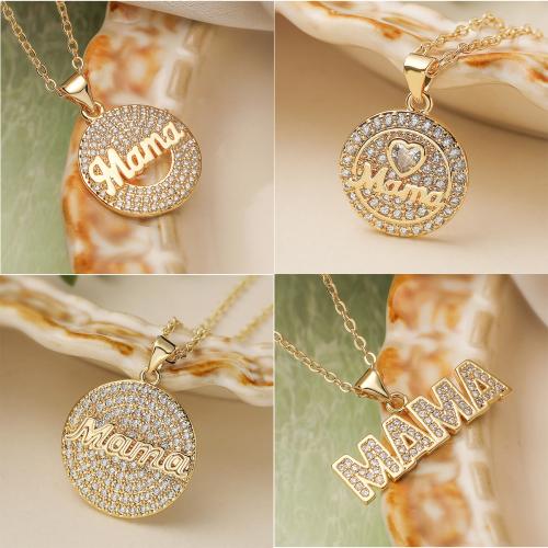 Cubic Cirkon Micro Pave Brass Ogrlica, Mesing, real pozlatom, modni nakit & prilagodljiv & različitih stilova za izbor & micro utrti kubni cirkonij & za žene, više boja za izbor, nikal, olovo i kadmij besplatno, Prodano Per Približno 45 cm Strand