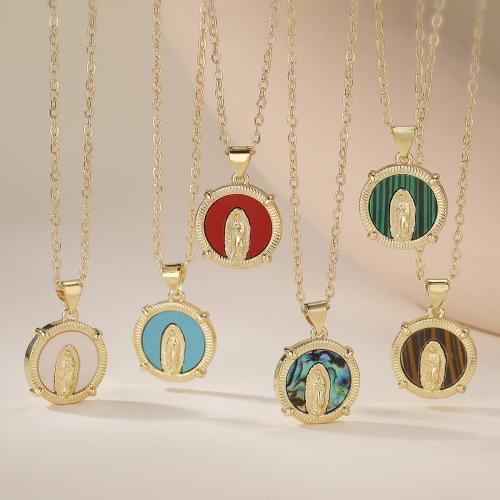 Brass Ogrlica, Mesing, real pozlatom, modni nakit & prilagodljiv & različitih stilova za izbor & za žene, više boja za izbor, nikal, olovo i kadmij besplatno, 16x21mm, Prodano Per Približno 45 cm Strand