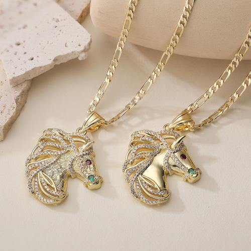 Cubic Cirkon Micro Pave Brass Ogrlica, Mesing, real pozlatom, modni nakit & prilagodljiv & različitih stilova za izbor & micro utrti kubni cirkonij & za žene, više boja za izbor, nikal, olovo i kadmij besplatno, 33x44mm, Prodano Per Približno 45 cm Strand