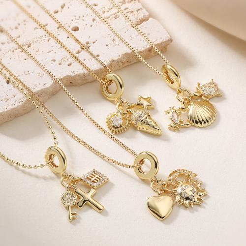 Cubic Cirkon Micro Pave Brass Ogrlica, Mesing, real pozlatom, modni nakit & prilagodljiv & različitih stilova za izbor & micro utrti kubni cirkonij & za žene, više boja za izbor, nikal, olovo i kadmij besplatno, Prodano Per Približno 45 cm Strand