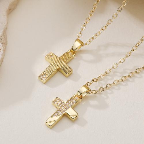 Cubic Cirkon Micro Pave Brass Ogrlica, Mesing, real pozlatom, modni nakit & prilagodljiv & različitih stilova za izbor & micro utrti kubni cirkonij & za žene, više boja za izbor, nikal, olovo i kadmij besplatno, Prodano Per Približno 45 cm Strand