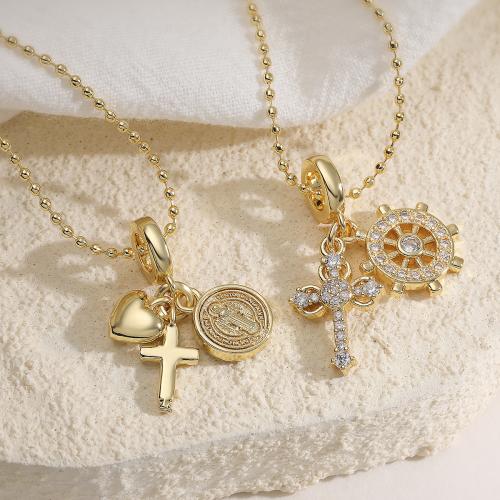 Cubic Cirkon Micro Pave Brass Ogrlica, Mesing, real pozlatom, modni nakit & prilagodljiv & različitih stilova za izbor & micro utrti kubni cirkonij & za žene, više boja za izbor, nikal, olovo i kadmij besplatno, Prodano Per Približno 45 cm Strand