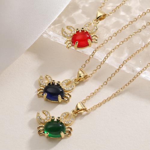 Cubic Cirkon Micro Pave Brass Ogrlica, Mesing, Rak, real pozlatom, modni nakit & prilagodljiv & micro utrti kubni cirkonij & za žene, više boja za izbor, nikal, olovo i kadmij besplatno, 18x25mm, Prodano Per Približno 45 cm Strand