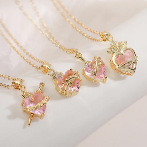 キュービックジルコンマイクロパヴェブラスネックレス, 銅, 純正ゴールド, ファッションジュエリー & 調節の可能性がある & 異なるスタイルを選択 & マイクロパヴェジルコニア & 女性用, 無色, ニッケル、鉛、カドミウムフリー, で販売される 約 45 センチ ストランド