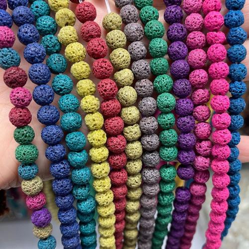 Dyed Lava Beads DIY Round Approx 38 cm  Sold By PC