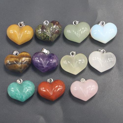 Poludrago kamenje Privjesci Nakit, Dragi kamen, Srce, uglađen, možete DIY & različiti materijali za izbor, 20x15x12mm, Prodano By PC