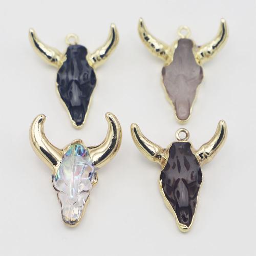 Crystal Privjesci, Kristal, s Cink Alloy, Rog, Izrezbaren, možete DIY, više boja za izbor, 29x26x12mm, Prodano By PC